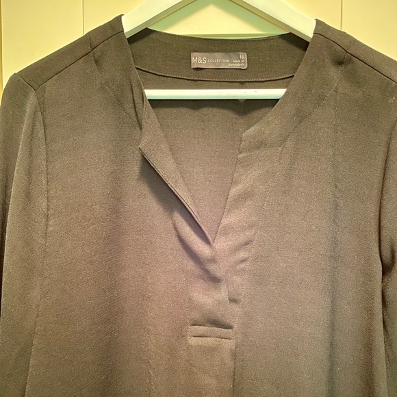 M&S Black Long Sleeve Blouse Size UK 16 - Picture 4 of 6